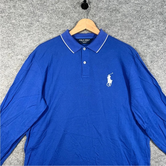 POLO Golf Ralph Lauren Top Size Large Mens Blue Long Sleeve Collared Pima Cotton - Picture 2 of 12